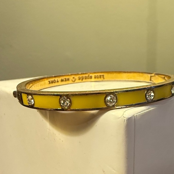 Kate Spade Yellow Enamel and Gold CZ Crystal Hinge Bracelet - Picture 7 of 8